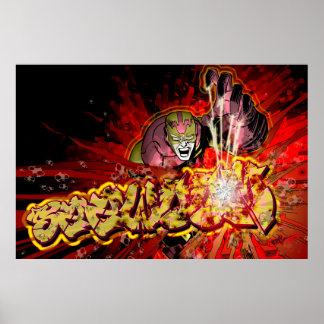 Graffiti, Tecknad, superhjälte Poster