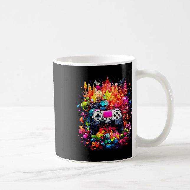Graffiti Tie Dye Stänk Video Game-styrspel Kaffemugg (Höger)