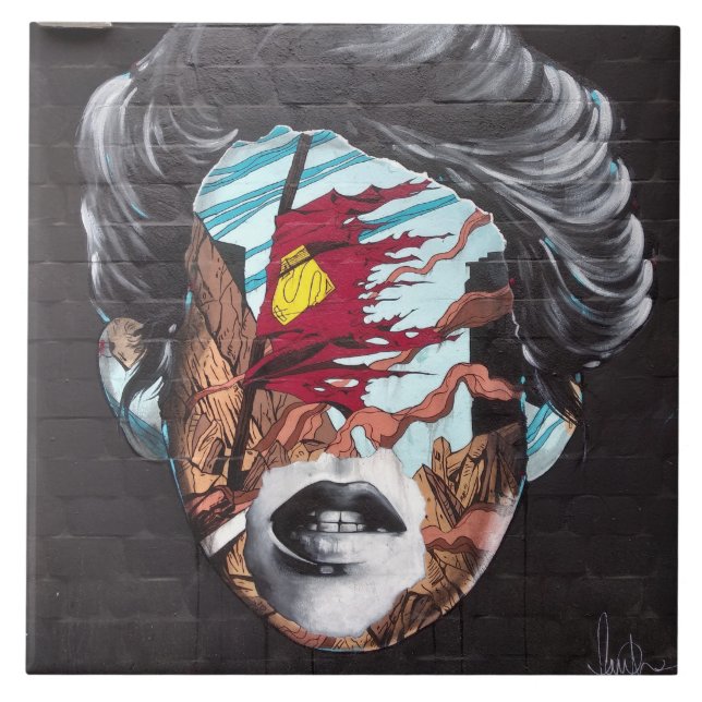 Graffiti Tile avbildar en kvinnas chef Kakelplatta (Framsidan)