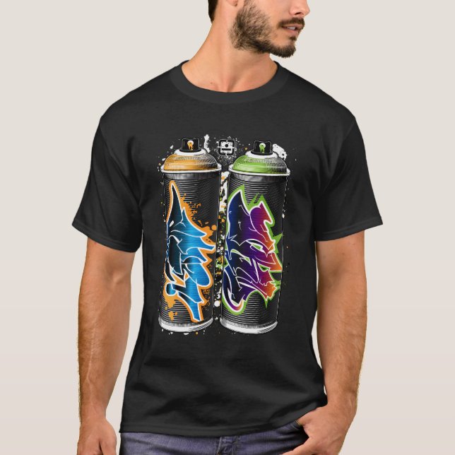 Graffiti Tjock Cap Spray Paint Cans - Pillars of t Shirt (Framsida)