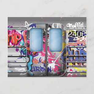 Graffiti Tunnelbanan Tåg Vykort