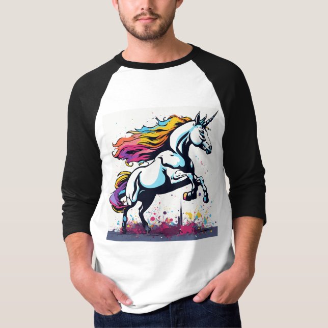 Graffiti Unicorn: Banksy-Inspired Design Sleeve T Shirt (Framsida)