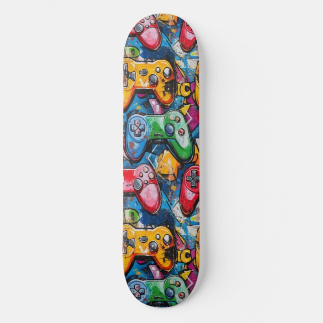 Graffiti Video Game Coola Designad Skateboard (Framsida)