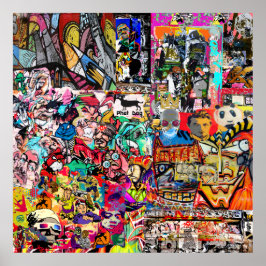 Graffiti wall collage poster