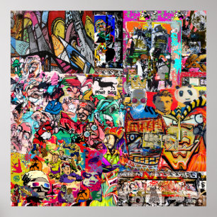 Graffiti wall collage poster