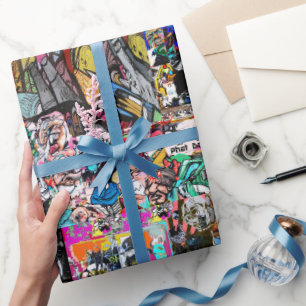 Graffiti wall collage presentpapper
