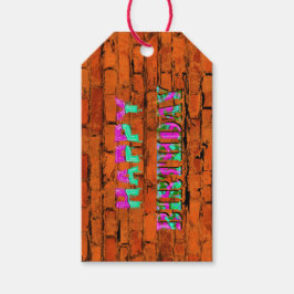 Graffiti wall grattis på födelsedagen presentetikett