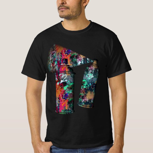 Graffiti Wall och Spray Paint Splatter Tee Shirt (Framsida)