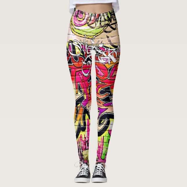 Graffiti wall, urban art leggings (Framsida)