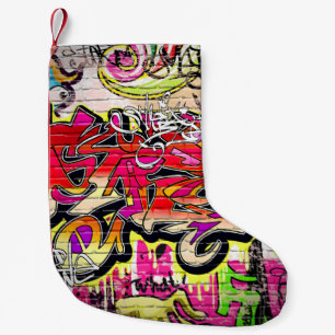 Graffiti wall, urban art liten julstrumpa