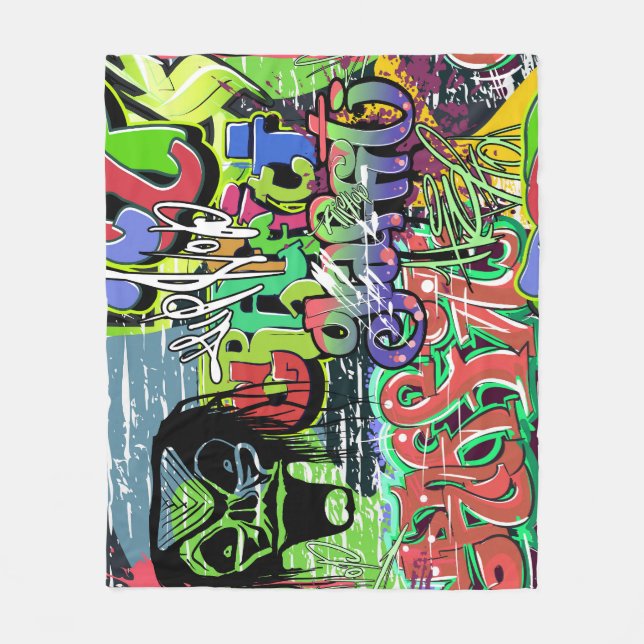 Graffiti Wall: Urban Hip hop Fleecefilt (Framsidan)