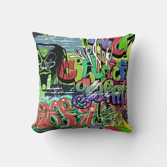 Graffiti Wall: Urban Hip hop Kudde (Framsida)