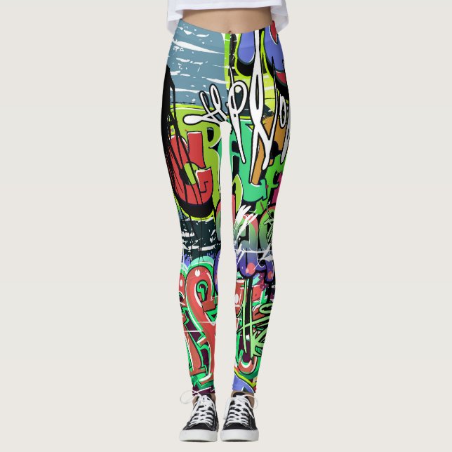 Graffiti Wall: Urban Hip hop Leggings (Framsida)