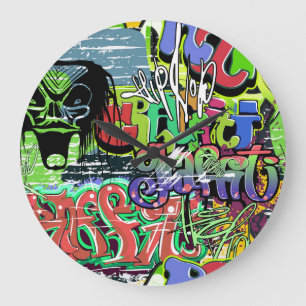 Graffiti Wall: Urban Hip hop Stor Klocka