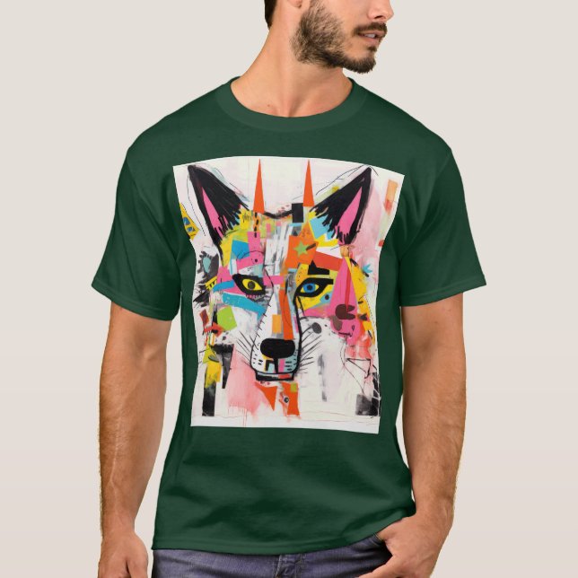 Graffiti Wolf Urban Street‑Art Varg  T Shirt (Framsida)