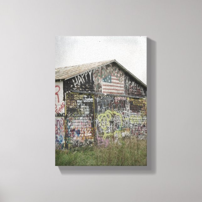 Graffitti Barn i Iowa Canvastryck (Framsida)