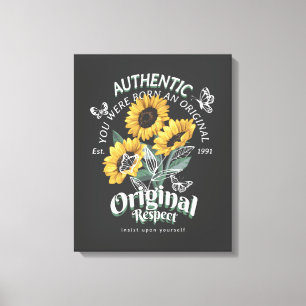 Grafik av solblommor och fjärilar canvastryck