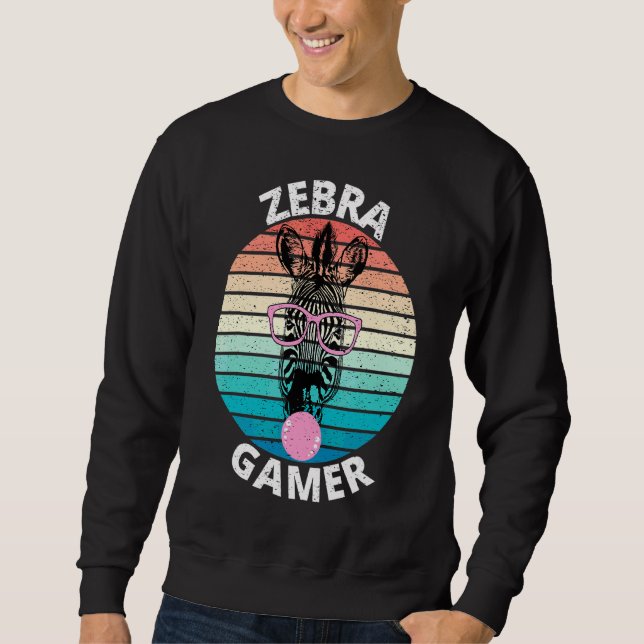 Grafik av Zebra Gamer för spelbarn Lång Ärmad Tröja (Framsida)