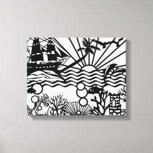 Grafik B&W-Frakt under vatten Canvastryck