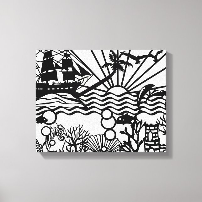 Grafik B&W-Frakt under vatten Canvastryck (Framsida)