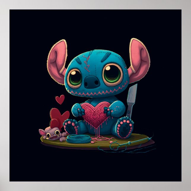 Grafik för Lilo- och Stitch Valentine Hearts-grafi Poster (Framsidan)