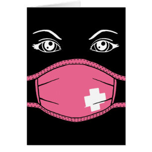 Grafik för rosa av medicinsk mask hälsningskort