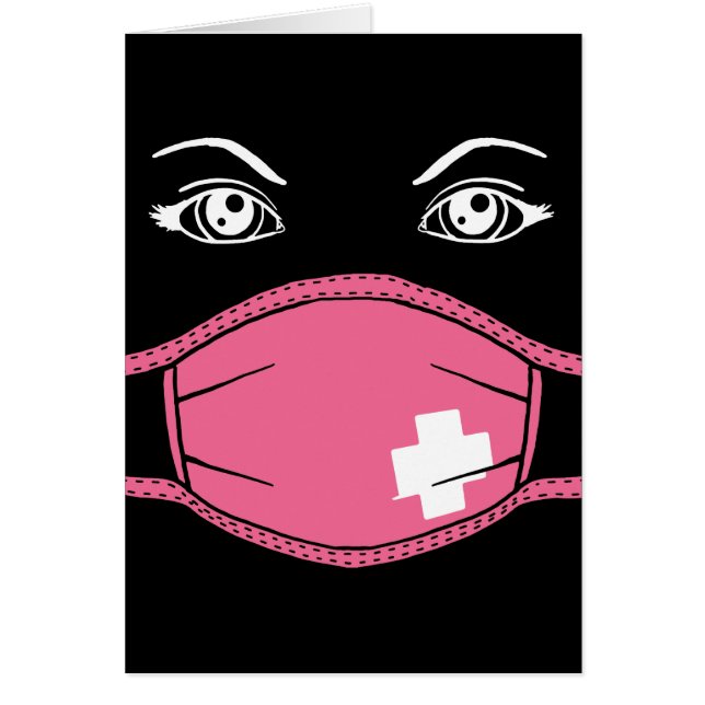 Grafik för rosa av medicinsk mask hälsningskort (Framsidan)