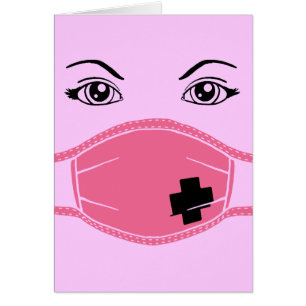 Grafik för rosa av medicinsk mask hälsningskort