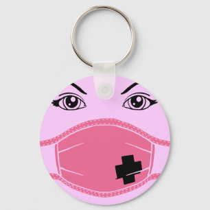 Grafik för rosa av medicinsk mask nyckelring
