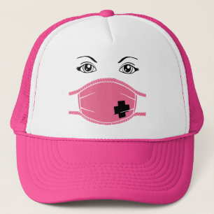 Grafik för rosa av medicinsk mask truckerkeps