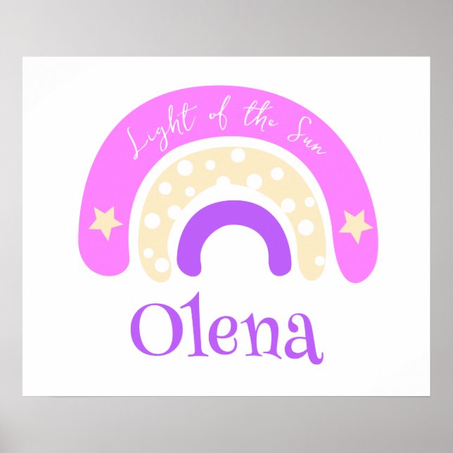 Grafik funky regnbåge rosa plantskola för namn: poster (Framsidan)