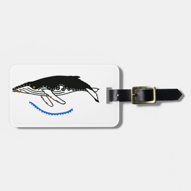 Grafik - Humpback WHALE - Wildlife - Blue - Bagagebricka (Horisontell Framsida)