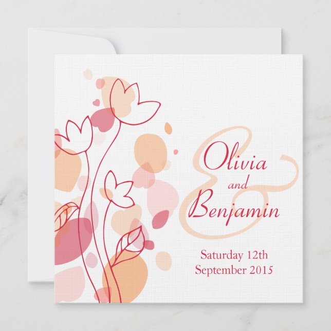 Grafik - inbjudan till rött bröllop med moderna bl (Framsida)