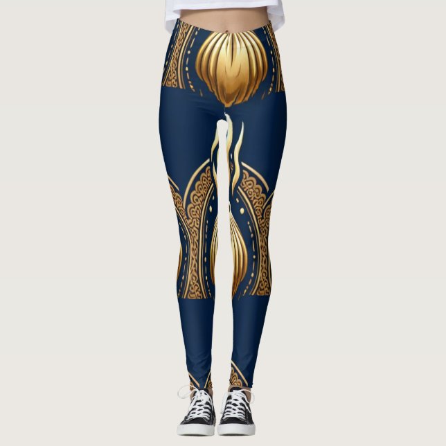 grafik med gyllene abstrakter leggings (Framsida)