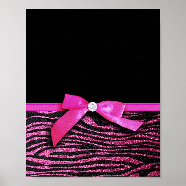 Grafik med shock rosa zebra och band poster (Framsidan)