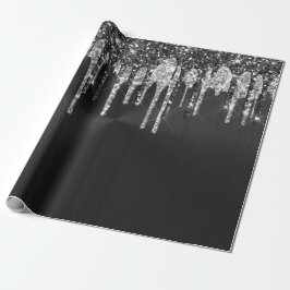Grafik med Trendig Silver Black Glitter-drivrutine Presentpapper