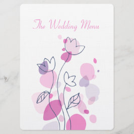 Grafik, moderna blomblad, bröllop-middagsmeny meny