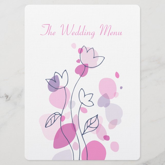 Grafik, moderna blomblad, bröllop-middagsmeny meny (Framsida)