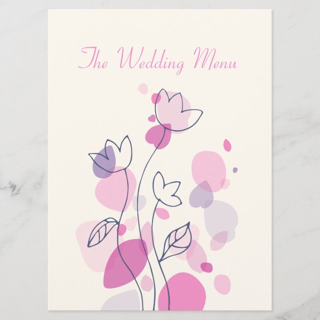 Grafik, moderna blomblad, bröllop-middagsmeny meny (Framsida)