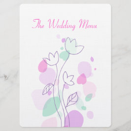 Grafik, moderna blomblad, bröllop-middagsmeny meny