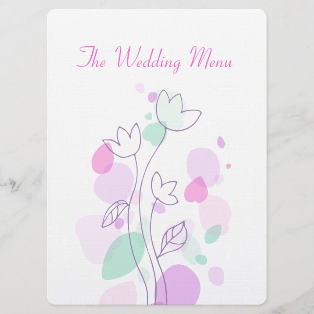 Grafik, moderna blomblad, bröllop-middagsmeny meny (Framsida)
