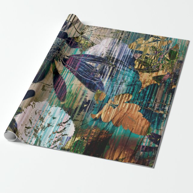 grafik och vattenfärg höstfärgad backgro presentpapper (Utrullad)