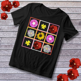 Grafik över Blommigt av jodblommor i kontrollerade T Shirt