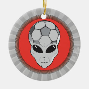 Grafik över fotbolls-utomhusdjur julgransprydnad keramik