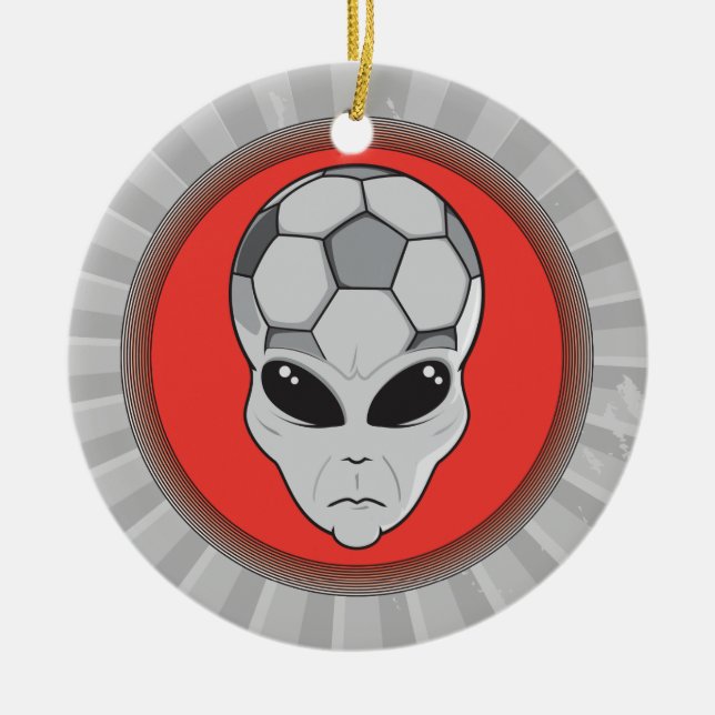 Grafik över fotbolls-utomhusdjur julgransprydnad keramik (Framsidan)