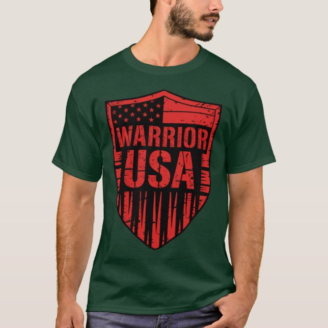 grafik över krigare usa grunge american pride t shirt (Framsida)
