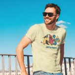 Grafik över nödfåglar i Låt oss under fågeldagen P T Shirt<br><div class="desc">Sloganen "LÅT OSS PARTY" på den här grafiken kan anpassas med ditt eget meddelande. Denna t-shirt-roligt visar tre tecknader: en goldfink,  en kardinal och en blåfågel med hatt i party och en ballong.</div>