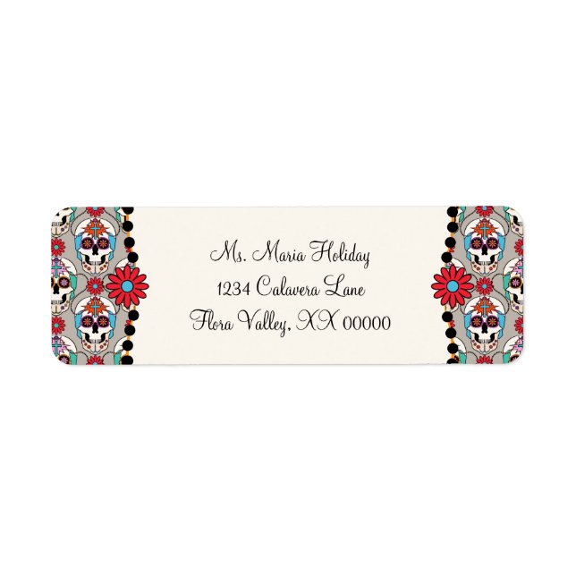 Grafik över sockerDöskallar Returadress Etikett (Framsidan)