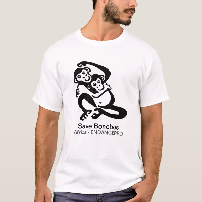 Grafik - Spara BONOBOS - Bevarande av vilda djur-  T Shirt (Framsida)