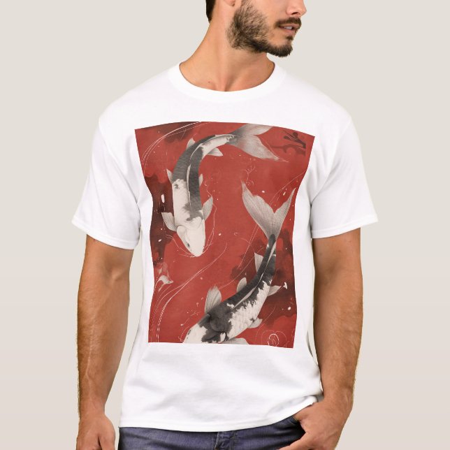Grafik T-Shirt med röd och vit minimalistisk Abstr (Framsida)